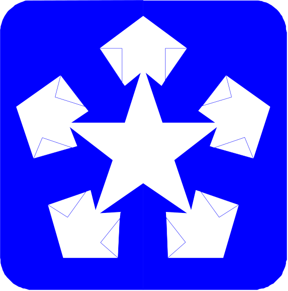 The image shows two different designs of a blue star with white lines forming an abstract pattern around it; on top is a simple geometric design while below features more intricate patterns resembling stylized snowflakes and stars, set against contrasting backgrounds in each case.