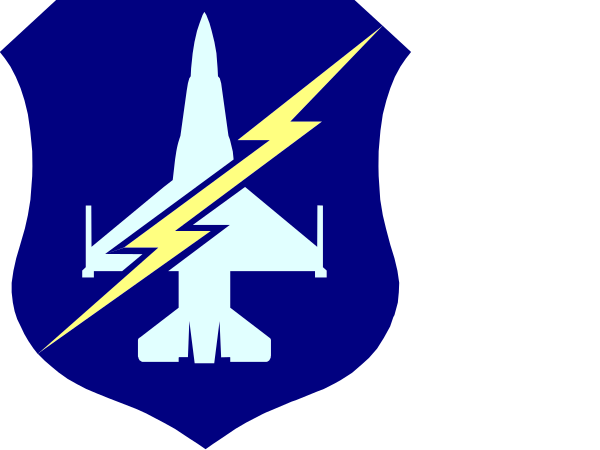 The image shows two military insignias: on top left a blue shield with an airplane inside it; bottom right is another emblem featuring lightning bolts around a star-shaped symbol within a circle.