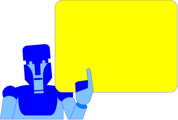 The image shows a cartoon of two robots with yellow bodies standing next to each other; on their heads rests an orange sign that reads "YOU ARE HERE."