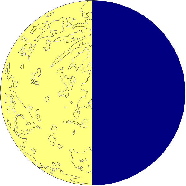The image shows a split view of Earth with two different hemispheres: half is blue representing water bodies while the other side appears to be yellowish-brown indicating land masses; there's no visible text, people, animals, actions, or setting in this clip art representation.