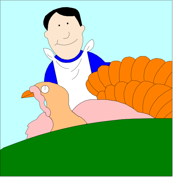 The image shows a cartoon of two panels with different scenes: In the first panel, there is an adult male character wearing glasses sitting on top of a large turkey in front of him; he has his arms crossed and appears to be smiling at it. Behind them both stands another man who seems surprised or amused by this unusual sight. The second panel shows the same two characters but with different expressions: the first person is now holding onto their hat, looking downward as if startled, while still sitting on top of a turkey; in contrast to his initial expression, he looks concerned