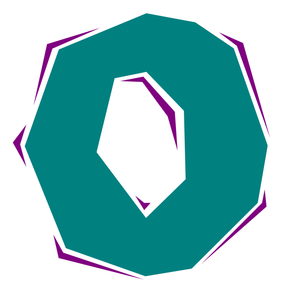 The image shows a stylized graphic of an octagon with rounded corners on top against a dark background; it is simple in design without any additional context provided within this small clip-art format.
