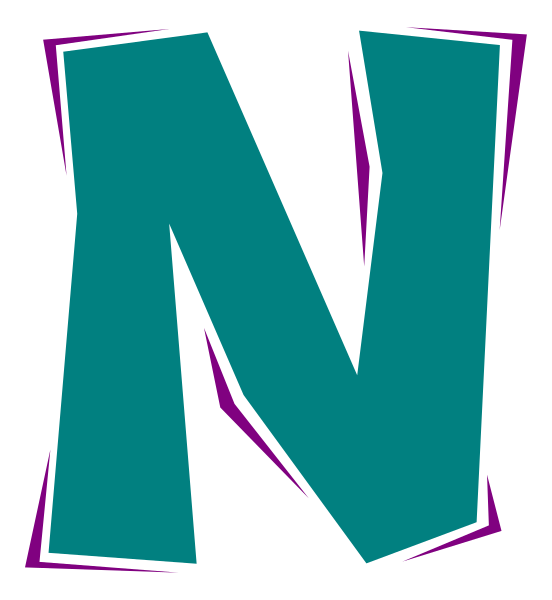 The letter "N" with a blue background on top of it.