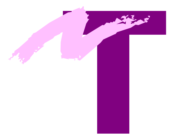 The image shows a logo with an abstract design featuring purple shapes on top of what appears to be black backgrounds within two rectangles; there is also text that reads "T" in white font atop one rectangle, and below it, another word beginning with 'M' which seems cut off or obscured.