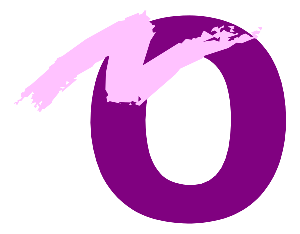 The image shows a purple "O" with an abstract design on its right side against a gray background.