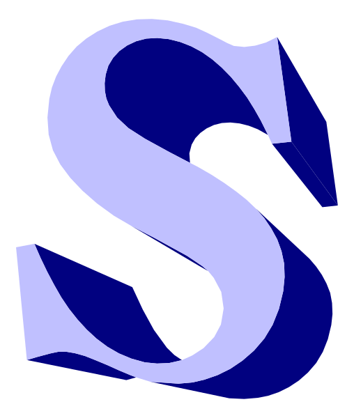The image shows a stylized letter "S" with an arrow pointing to it from above.