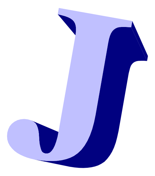 The letter "J" on a black background with white outline.