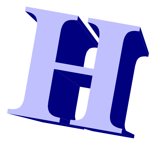 The letter "H" with a blue background behind it.