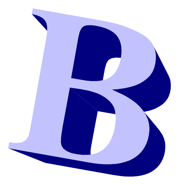 The letter "B" with a blue background on top of another object that is too blurry to identify clearly.