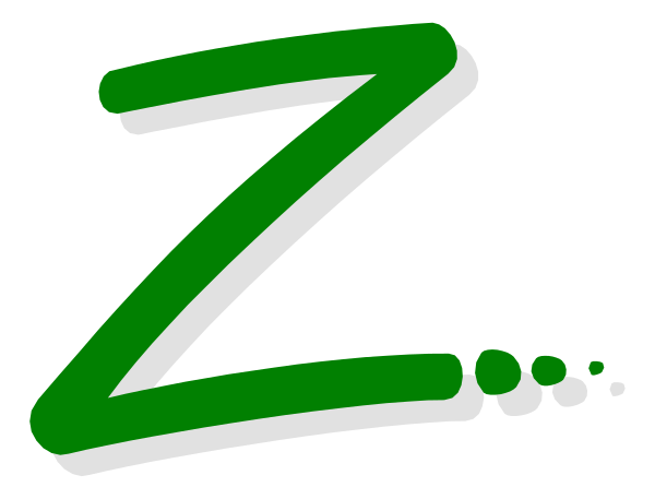 The logo of a company named "Z". It's stylized with green coloring on top half and white below it.