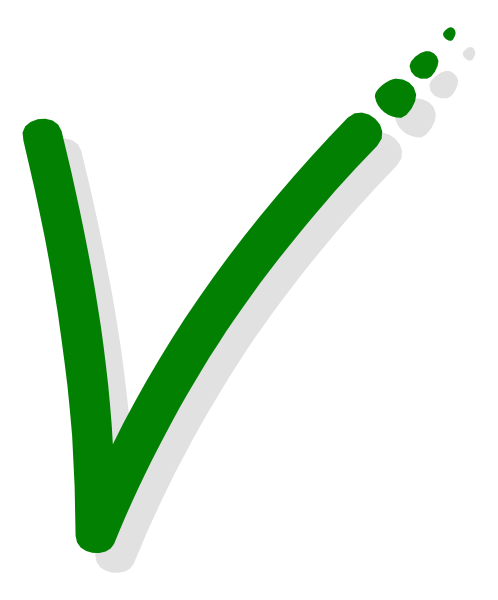 The image shows a green checkmark with an "X" through it on top of what appears to be a white background.