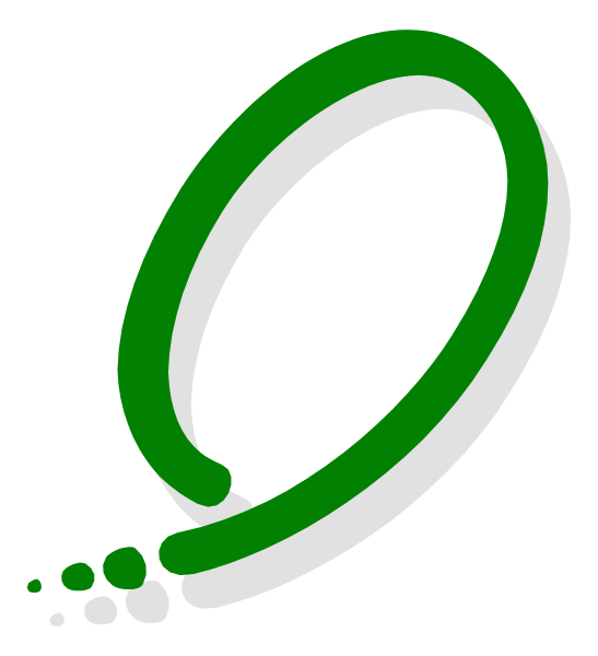 The logo consists of a stylized letter 'O' with two green lines forming an arch above it on top left corner against white background.