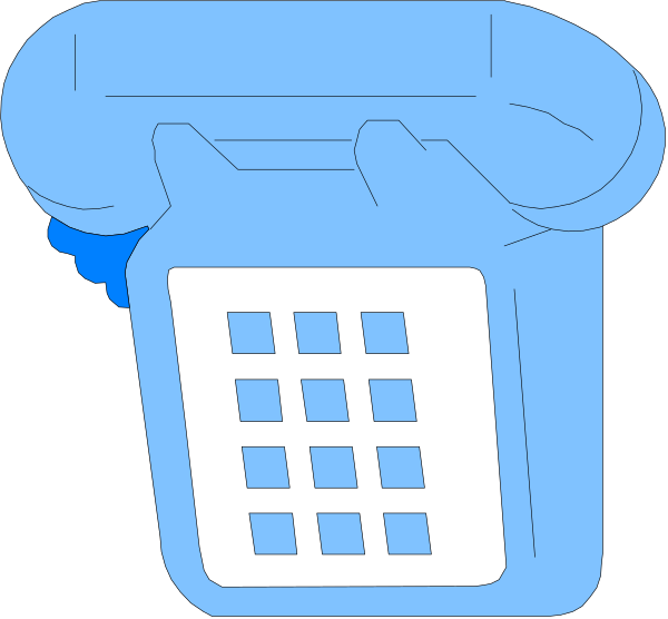 The image shows a blue calendar icon with numbers on it placed inside an old telephone receiver that is connected to two phones; there's no text present in this clip-art illustration.