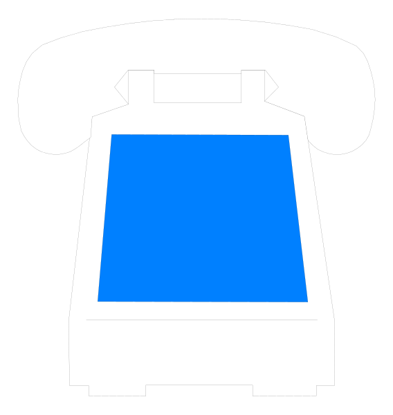 The image shows a white telephone booth with an open door against a black background on the left side of the frame; to its right is another smaller graphic that appears to be a blue box within which there's text, but it isn't clear enough for me to read or describe accurately.