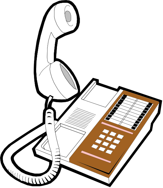 The illustration shows a black rotary telephone with its receiver lifted up next to an old beige pushbutton phone on top of it, both sitting side by side against a dark background; there is no text present in this image.