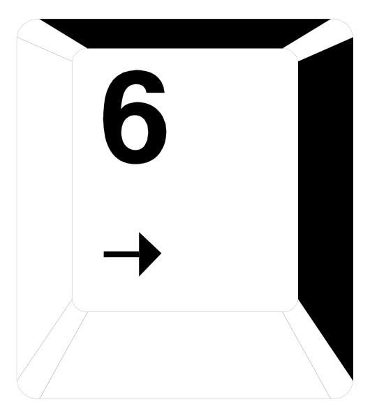 The image shows a white cardboard box with an arrow pointing to number 6 on it against a black background. There is no text in this clip-art illustration. It's simple yet clear representation of directional guidance using numbers and arrows, commonly used for instructions or wayfinding purposes.
