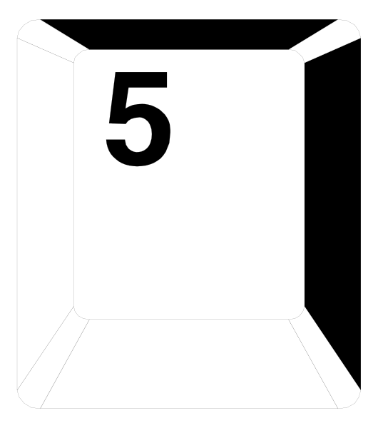 The number five on a chair back with an arrow pointing to it from above.
