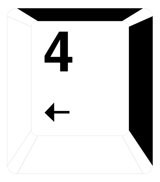 The image shows a white cardboard box with an arrow pointing to number 4 on it against a black background. There is no text in this clip-art image. It's just a simple representation of directional guidance, likely for sorting items based on their numbers or categories.