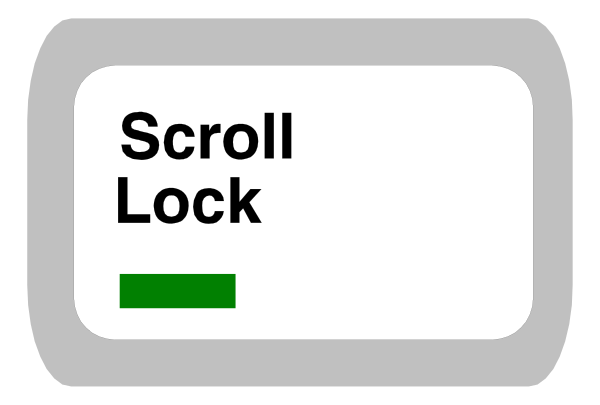 The image shows a computer screen with an open window displaying a scroll lock icon on it.