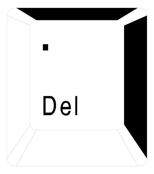 The image shows a black and white illustration of an open laptop with its screen facing upwards on what appears to be a desk surface against a dark background.