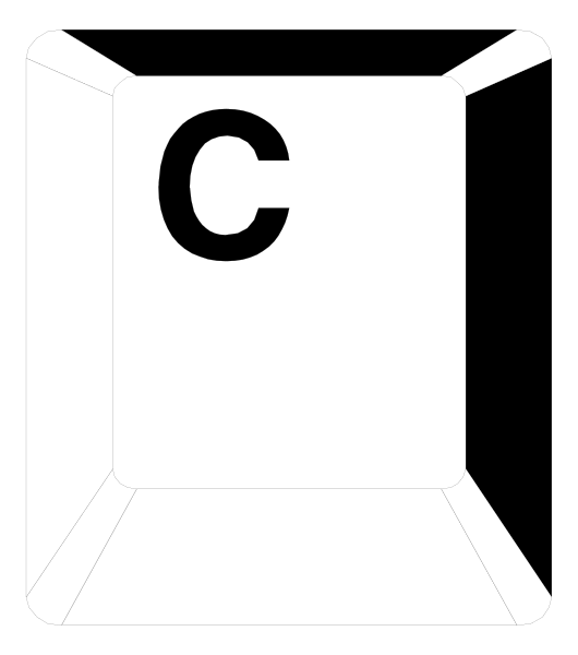 The image shows a black and white illustration of an open cardboard box with a letter 'C' on it against a dark background.