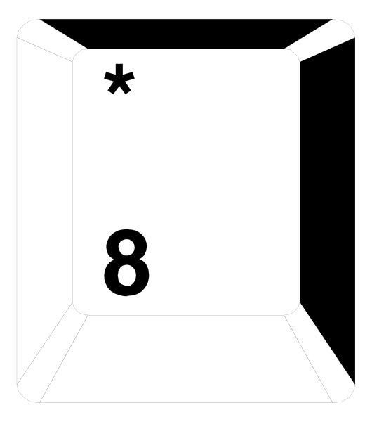 The image shows a black and white representation of an open cardboard box with numbers 8 on it placed against a dark background. There is no other object in sight. No action takes place as this appears to be a still life depiction, possibly for illustrative purposes or design mockup. Setting: None specified within the clip-art image itself; focus is solely on the open cardboard box with number 8 printed inside it. The style of art suggests simplicity and minimalism in its presentation. There are no people, animals, colors other than black/white, actions depicted as this appears