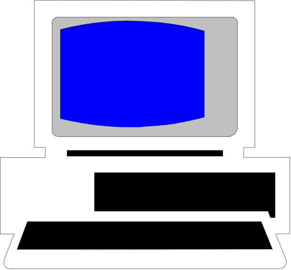 The image shows a computer monitor with blue screen on top of it, placed next to an open laptop that is turned off.