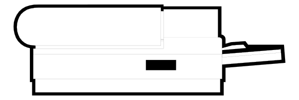 The image shows a black and white pixelated representation of an airplane flying over what appears to be land with trees on it.