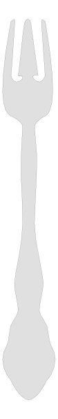The image shows a fork on top of two spoons against a gray background with black outlines for each utensil.