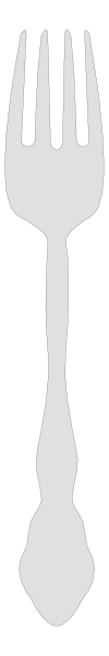 The image shows a fork on top of two spoons against a gray background with no other discernible elements present.