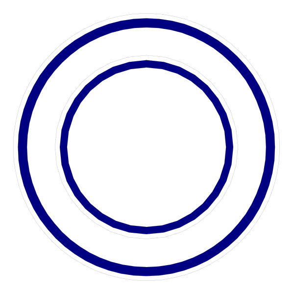 The image shows a blue circle with no content inside it on top of another graphic that appears to be an emblem featuring concentric circles within each other against a black background.