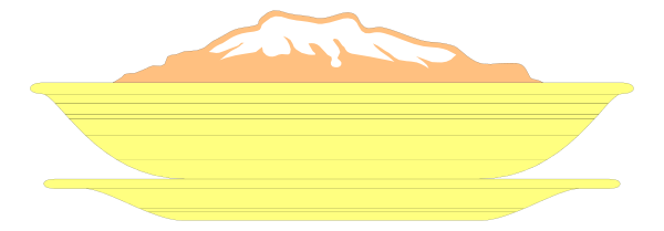 The image shows a pixelated sunset with mountains on either side of it, set against an overcast sky.