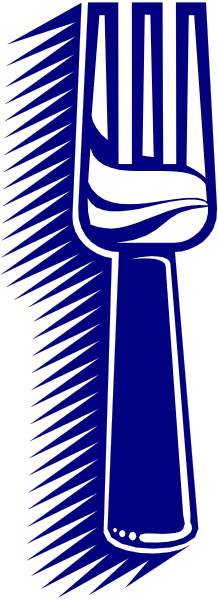 The image shows a fork with four tines against a black background on the left side of an illustration that appears to be in grayscale.