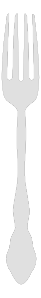 The image shows a fork on top of two spoons against a gray background with black outlines for each utensil.