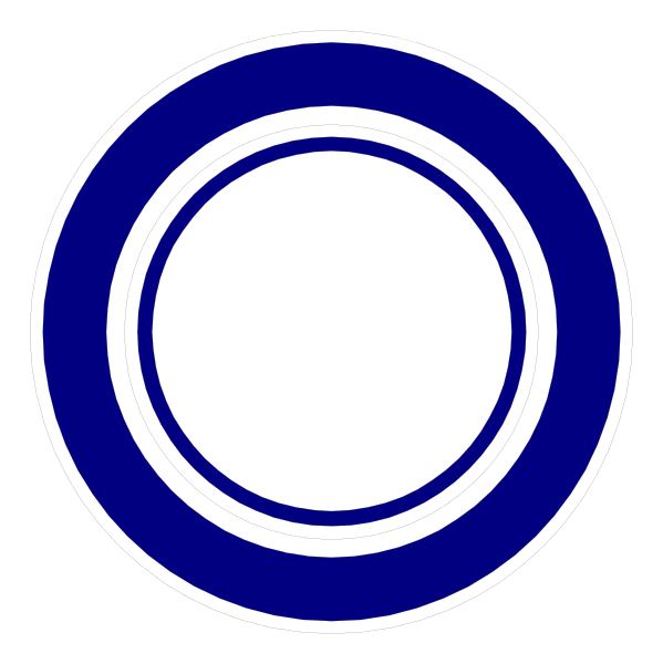 The image shows a blue circle with an inner white ring on it against a black background.
