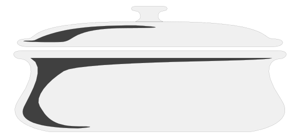 The black and white logo of a pot with lid on top against gray background