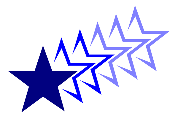 The image shows a blue star with white lines forming an abstract design on its surface against a black background.