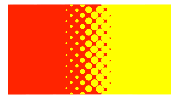 The image shows a battery with red on top half and yellow bottom half connected by black line against white background.
