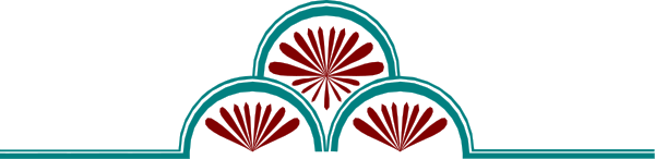The image shows a simple line drawing of three red flowers with green leaves on top against an empty background.