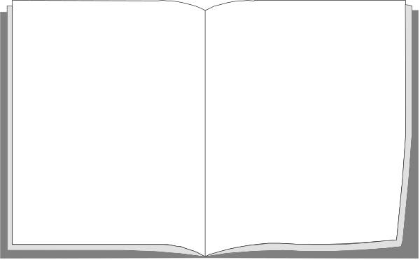 The image shows an open book with blank pages on a table against a plain background.