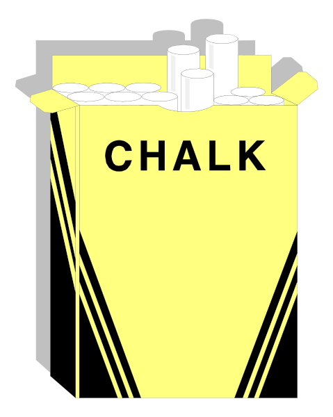 The image shows a yellow chalkboard with black text that reads "CHALK."