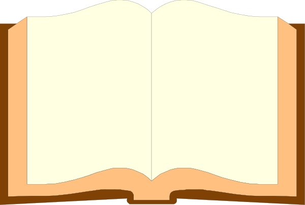 The image shows an open book with pages visible on a flat surface against a plain background.