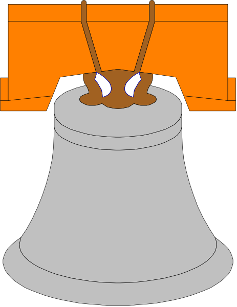 The cartoon shows a bell with two blue eyes sitting on top of an orange box that has black text inside it; there is no visible action taking place in this image.