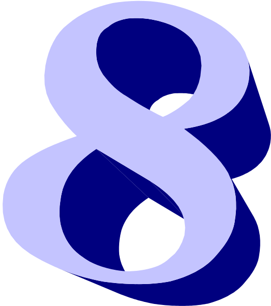 The image shows a stylized number eight with an 8 on top of it, set against a dark background. There is no additional context provided in this clip-art representation. It appears to be digitally created and does not depict any real objects or actions within its frame.