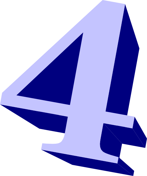 The number four with a blue outline on top of it.