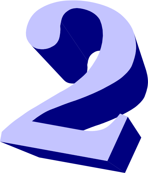 The number two with a blue background on top of another layer that has an abstract design underneath it.
