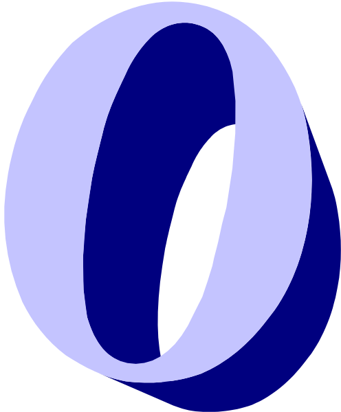 The image shows a stylized representation of an oval with two rings around it resembling eyesight correction lenses, set against a gray background.