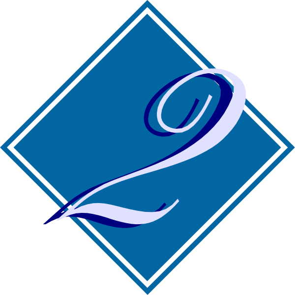 The image shows a blue diamond with two white numbers "2" on it against a black background.
