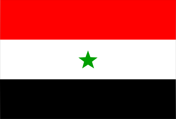 The flag of Syria with a pixelated effect on it.