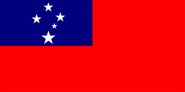 The flag of Fiji with a red background on top left corner against gray backdrop.